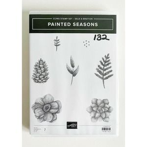 Stampin Up Retired Cling Mount PAINTED SEASONS Flowers Leaves Pine Cone Nature